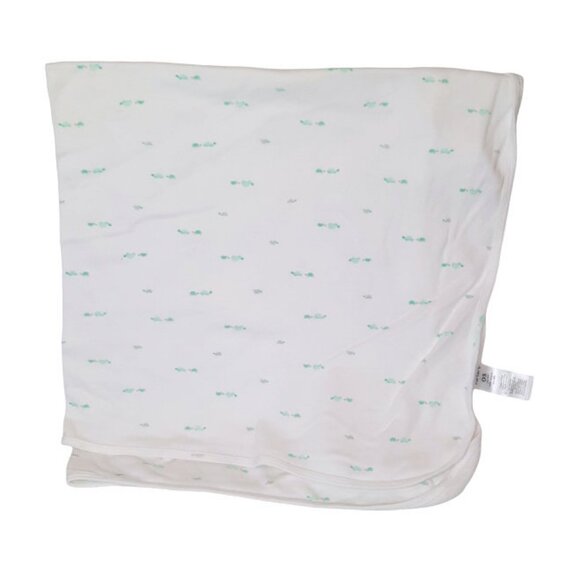 Carters Teal Green Turtles Swaddle Receiving Lovey White Blanket 33" X 30" - Picture 1 of 6